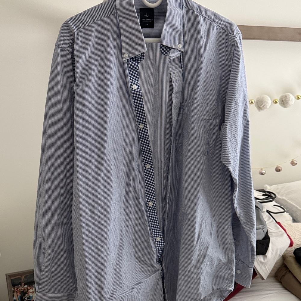 Tailorbyrd Navy and White Striped Shirt